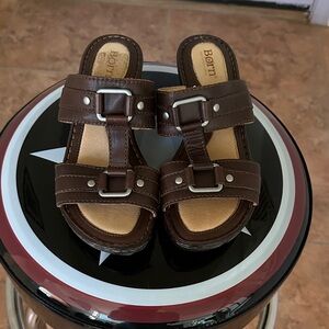 Born Dark Brown Leather Buckle Sandals